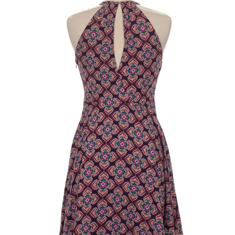 Express Navy Halter Dress with Pink & Teal Floral Print - Picture 2 of 5